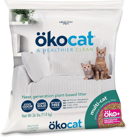 Ökocat Wood Clumping Unscented Cat Litter 26 lb XL Natural Dust-Free Multi-Cat Xl Bag