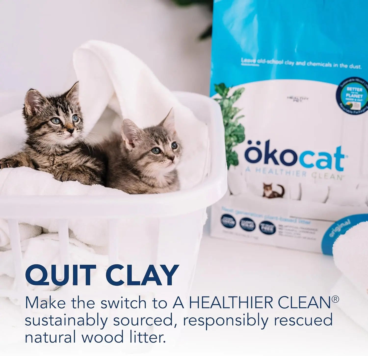 Ökocat Wood Clumping Unscented Cat Litter 26 lb XL Natural Dust-Free
