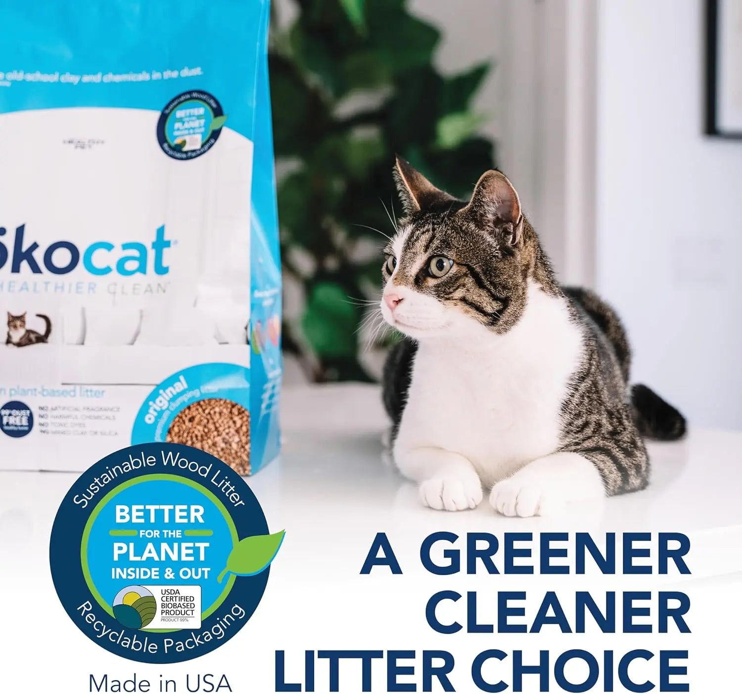 Ökocat Wood Clumping Unscented Cat Litter 26 lb XL Natural Dust-Free