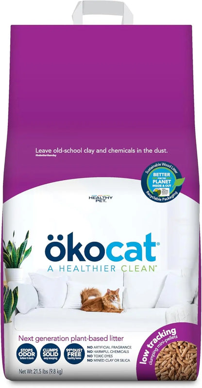 Ökocat Wood Clumping Unscented Cat Litter 26 lb XL Natural Dust-Free Less Mess Large Bag