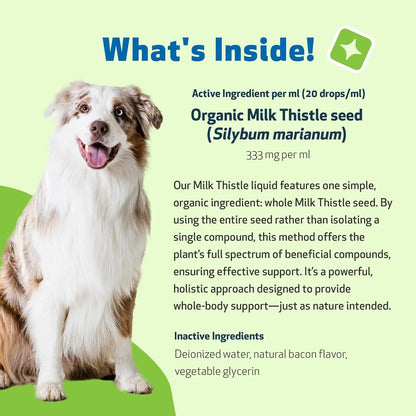 Organic Milk Thistle for Dogs 2oz – Vet Formulated Liver Support, Detox