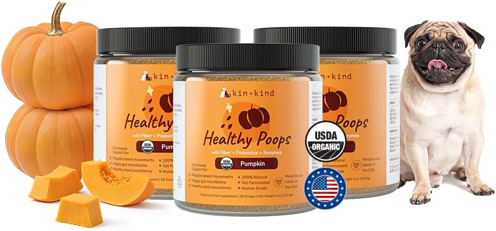 Organic Pumpkin Powder Dogs Cats Digestive Probiotic Fiber Support 8oz Bundle (3 X 4 Oz)