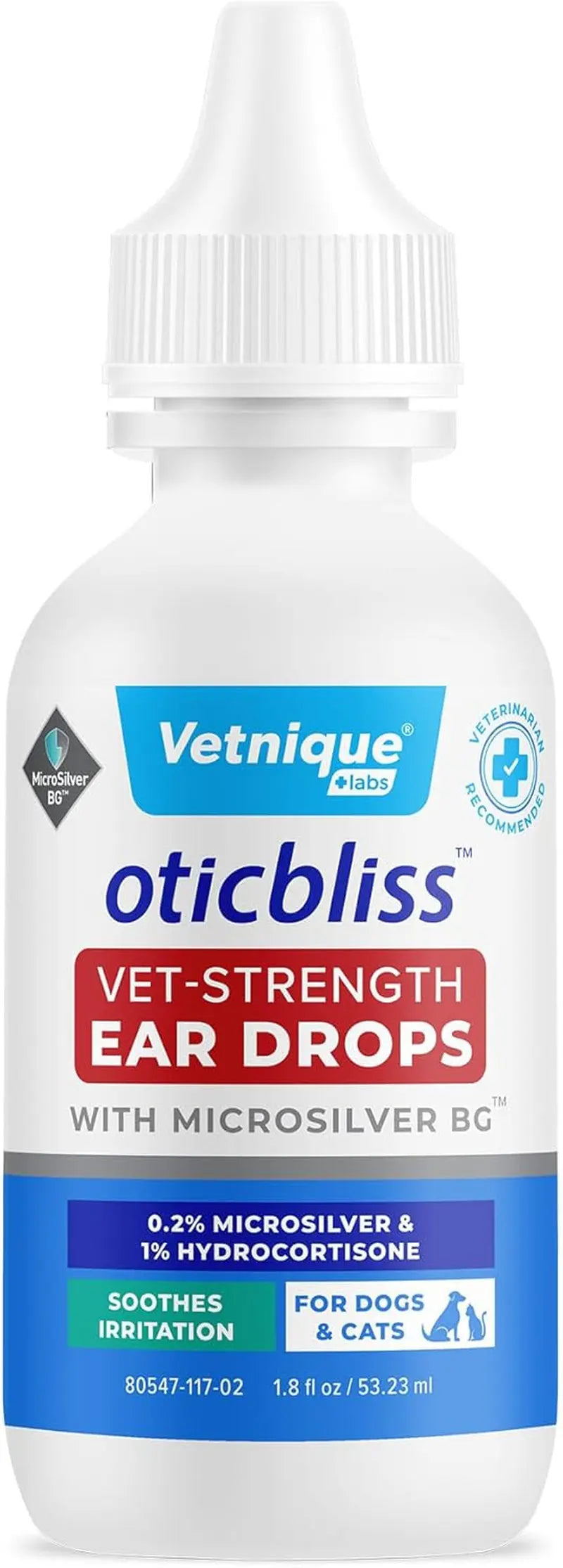 Oticbliss Cat & Dog Ear Infection Drops – MicroSilver & Hydrocortisone Relief Ear Infection Drops