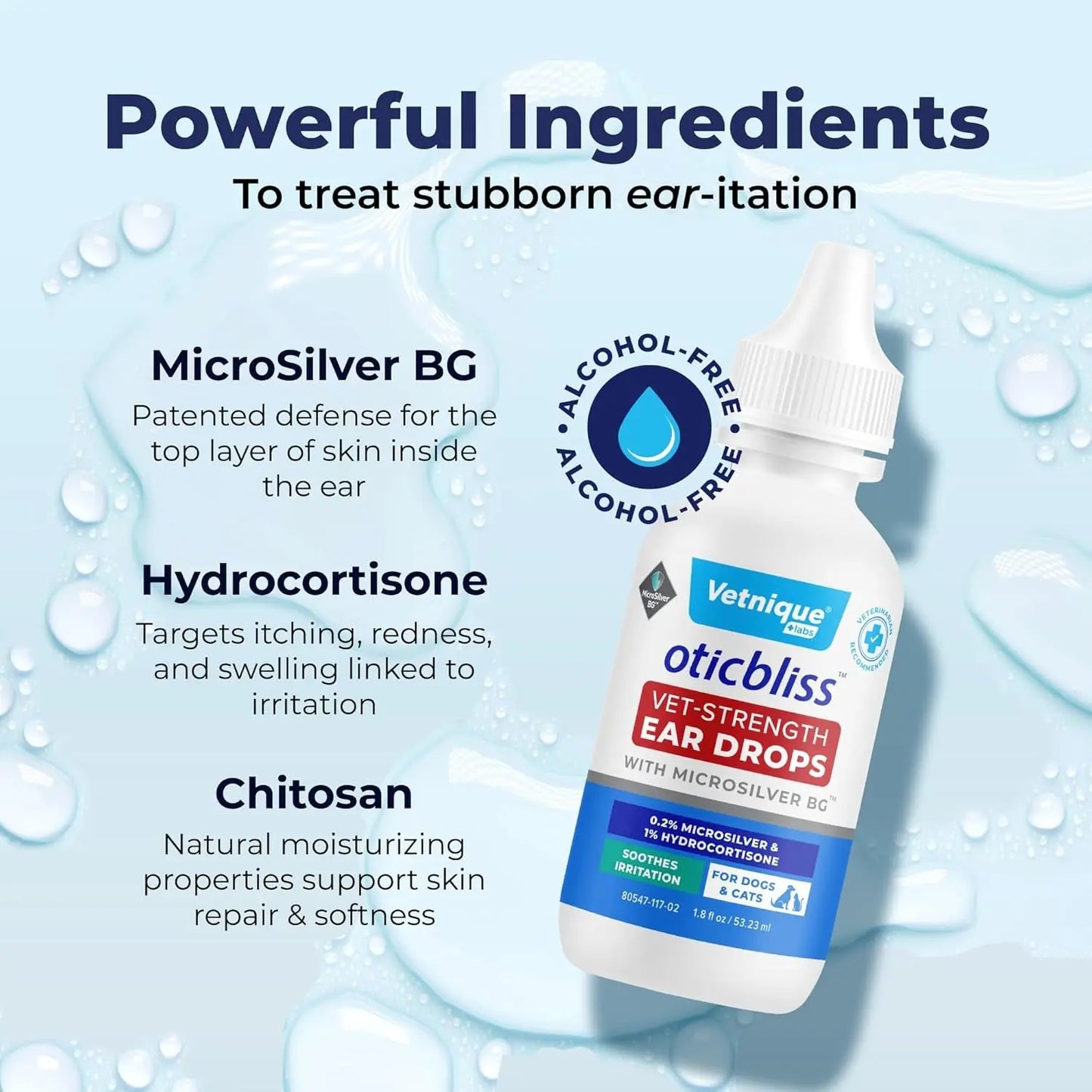 Oticbliss Cat & Dog Ear Infection Drops – MicroSilver & Hydrocortisone Relief