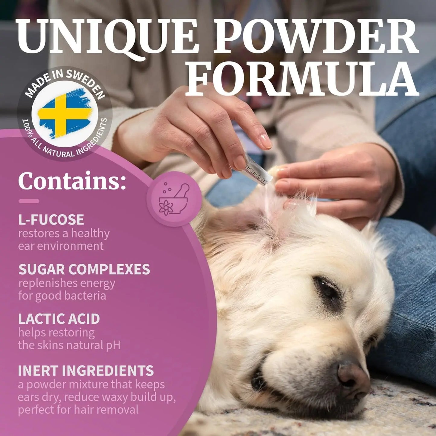 Oticurant Pet Ear Powder for Dogs – Natural Relief for Itching, Odor & Wax