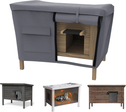 Outdoor Cat House Cover Waterproof Oxford Heavy Duty Protection (Cover Only) Grey