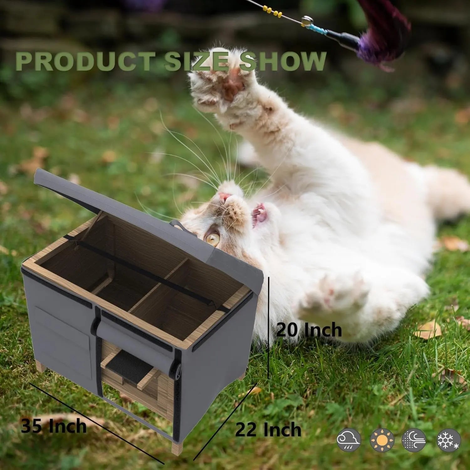 Outdoor Cat House Cover Waterproof Oxford Heavy Duty Protection (Cover Only)
