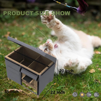 Outdoor Cat House Cover Waterproof Oxford Heavy Duty Protection (Cover Only)