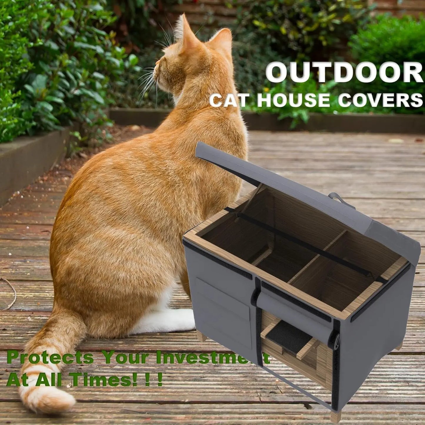 Outdoor Cat House Cover Waterproof Oxford Heavy Duty Protection (Cover Only)
