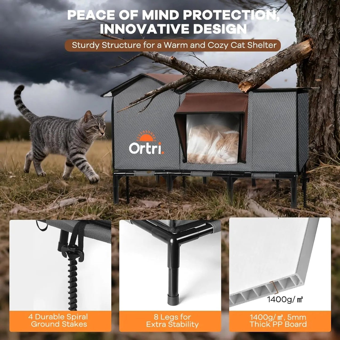 Heated Outdoor Cat House Waterproof Insulated Winter Shelter w/ Heating Pad 20"