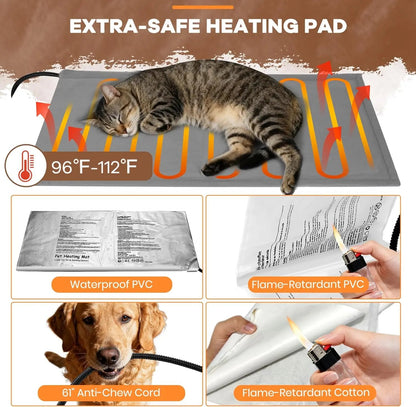 Heated Outdoor Cat House Waterproof Insulated Winter Shelter w/ Heating Pad 20"