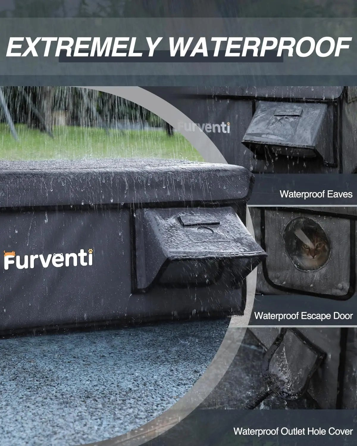 Outdoor Heated Cat House - Weatherproof Winter Shelter with Escape Door & Pad