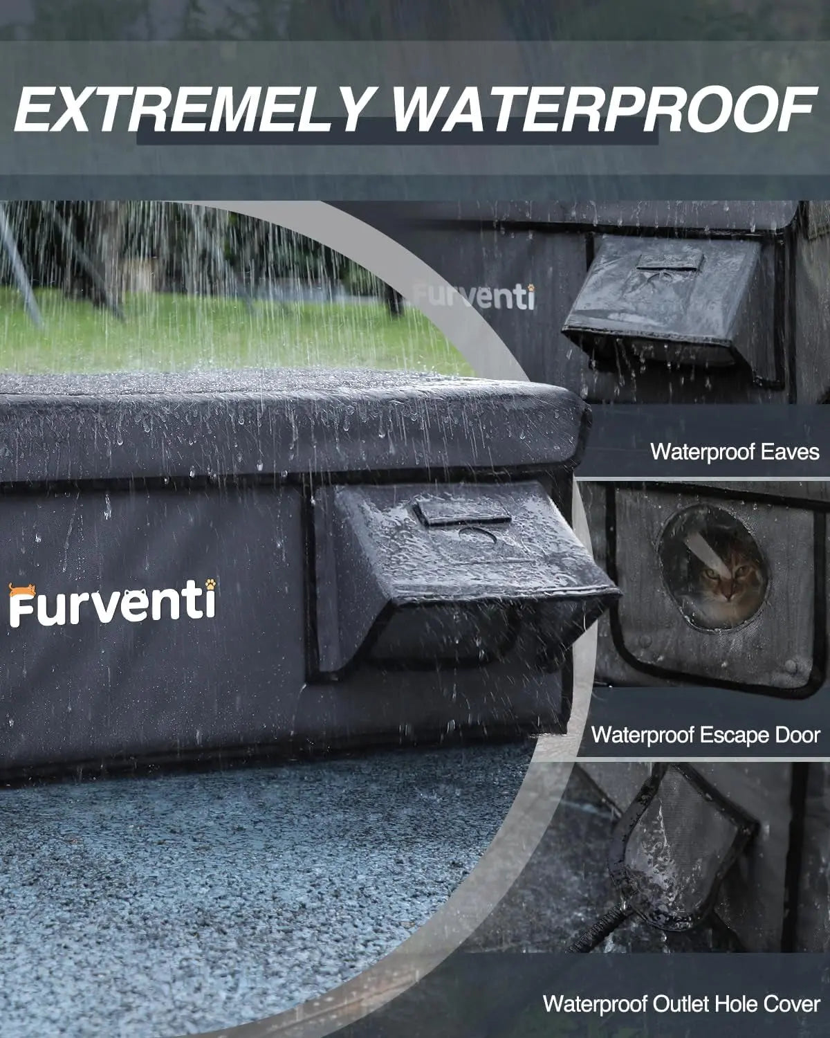 Outdoor Heated Cat House - Weatherproof Winter Shelter with Escape Door & Pad