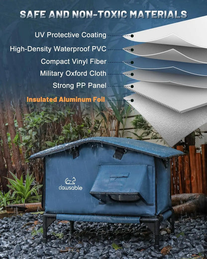 Outdoor Heated Cat House – Insulated Shelter w/ Escape Door & Waterproof Awning