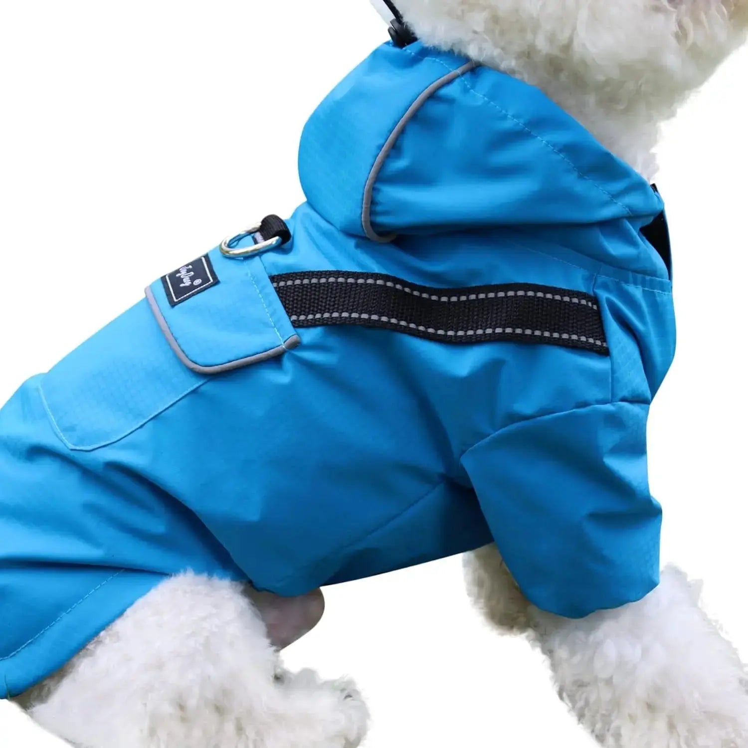 Outdoor Waterproof Dog Raincoat w/ Hood Reflective Sizes XS–XL in 4 Colors Blue X-Small