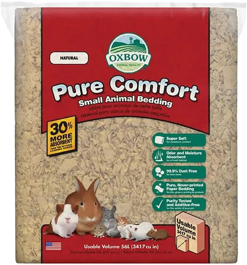 Oxbow Pure Comfort Small Animal Bedding, 99.9% Dust-Free Natural Paper Natural 56 Liter
