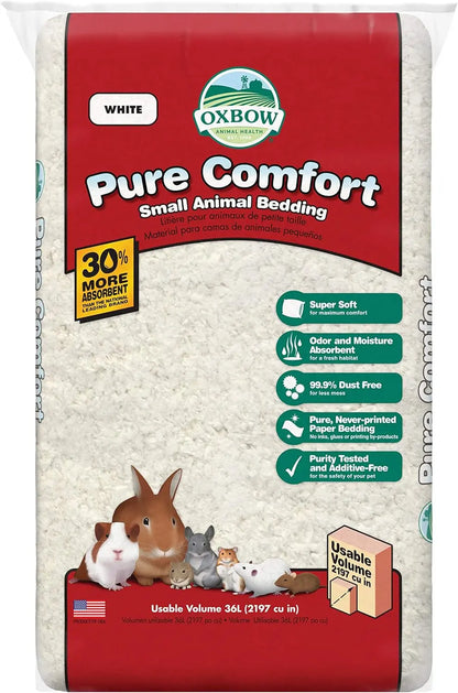Oxbow Pure Comfort Small Animal Bedding, 99.9% Dust-Free Natural Paper White 36 Liter