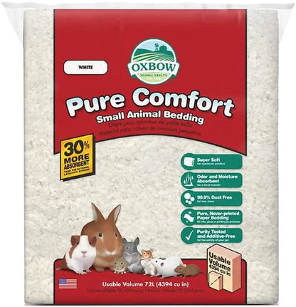 Oxbow Pure Comfort Small Animal Bedding, 99.9% Dust-Free Natural Paper White 72 Liter