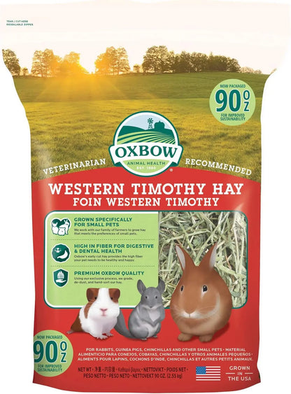 Oxbow Western Timothy Hay 90oz Natural Grass for Rabbits Guinea Pigs All Natural 90 Ounce (Pack Of 1)