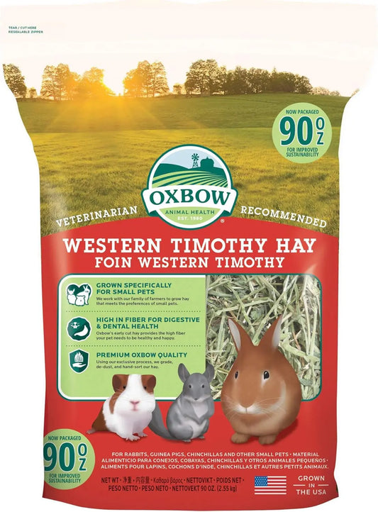 Oxbow Western Timothy Hay 90oz Natural Grass for Rabbits Guinea Pigs All Natural 90 Ounce (Pack Of 1)