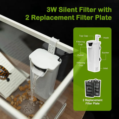 PC Turtle Tank Kit – Starter Aquarium w/ Filter, Lamp, Plants & Platform