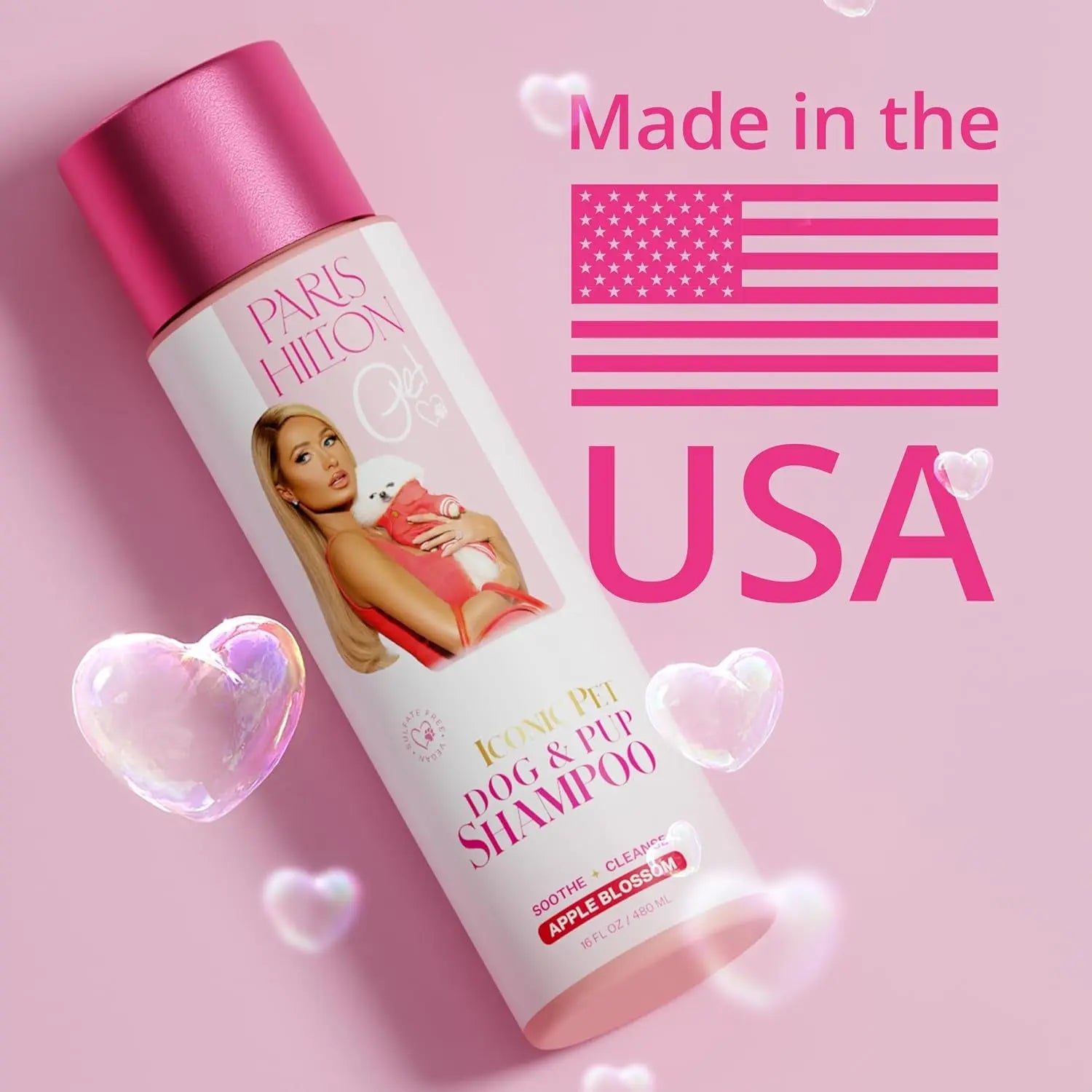 Paris Hilton Dog Shampoo Sulfate-Free Vegan Oatmeal Aloe Hypoallergenic 16oz