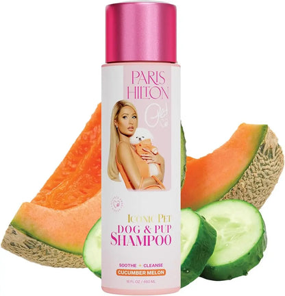 Paris Hilton Dog Shampoo Sulfate-Free Vegan Oatmeal Aloe Hypoallergenic 16oz Cucumber Melon