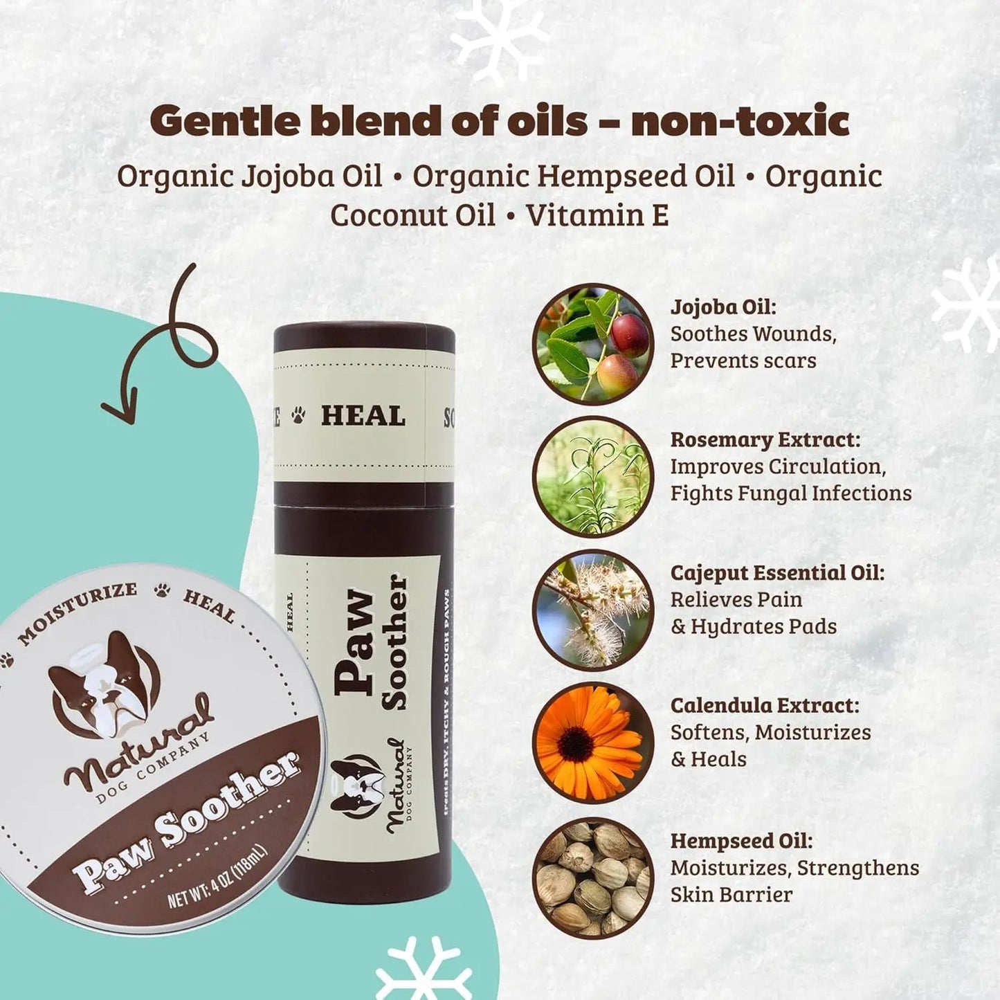 Paw Soother Balm & Wax – Natural Dog Paw Care with Coconut & Hempseed Oils