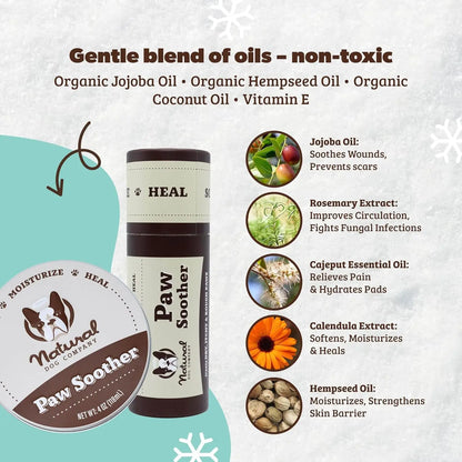 Paw Soother Balm & Wax – Natural Dog Paw Care with Coconut & Hempseed Oils