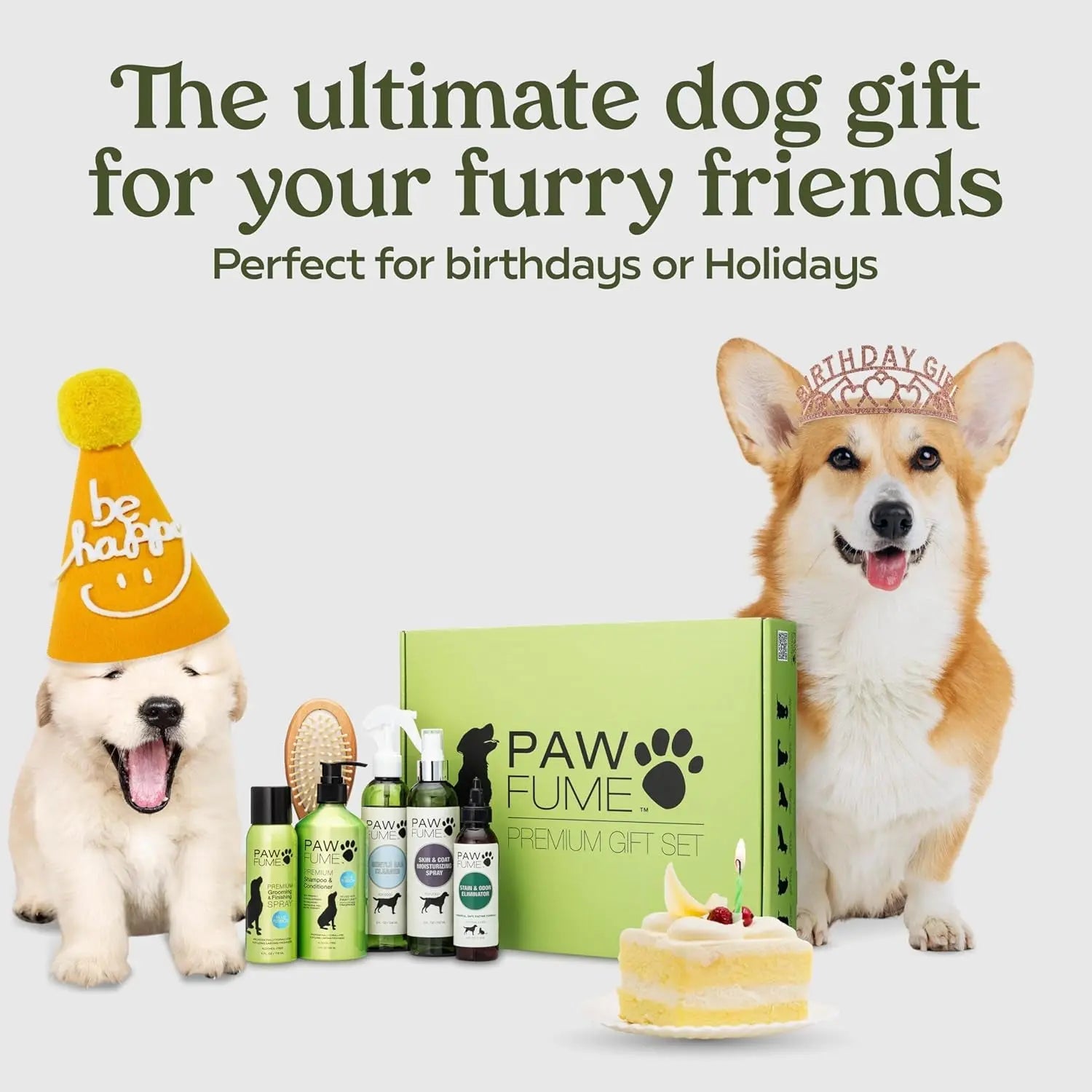Pawfume Dog Spa Gift Basket 6-Piece Probiotic Deodorizer & Grooming Set