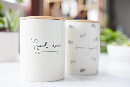 Pearhead Ceramic Treat Jar & M–XL Ceramic Dog Bowl | Modern Pet