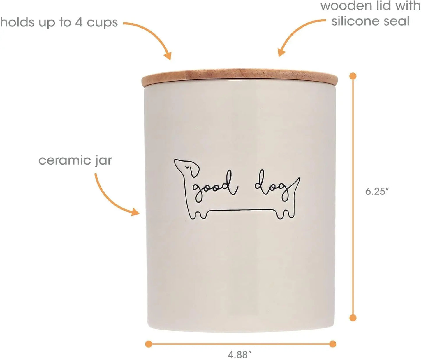 Pearhead Ceramic Treat Jar & M–XL Ceramic Dog Bowl | Modern Pet