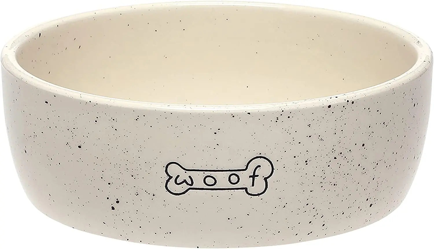 Pearhead Ceramic Treat Jar & M–XL Ceramic Dog Bowl | Modern Pet White "Woof" Bowl 3 Cups - Medium
