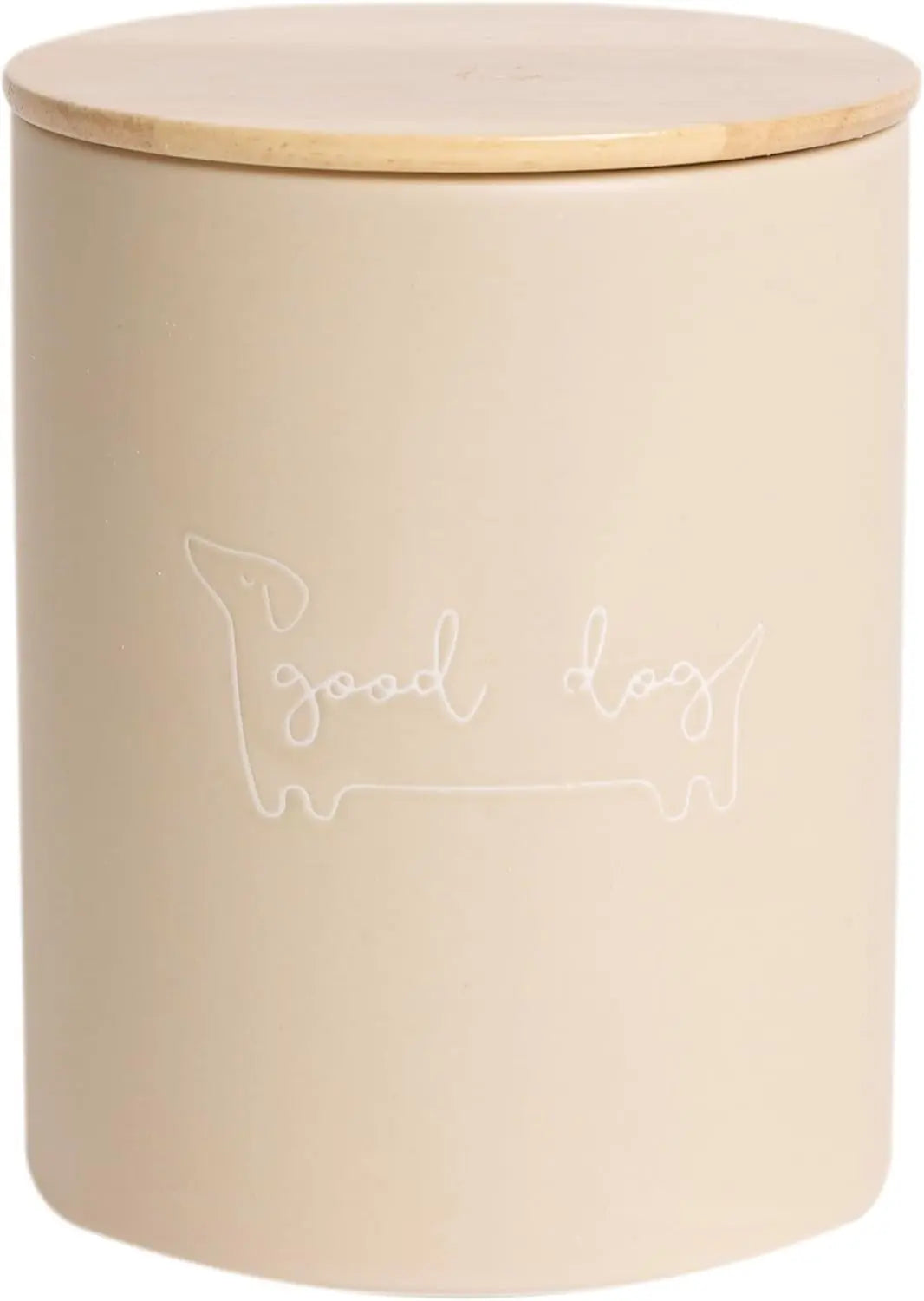 Pearhead Ceramic Treat Jar & M–XL Ceramic Dog Bowl | Modern Pet Taupe Good Dog Treat Jar Treat Jar - 4 Cups