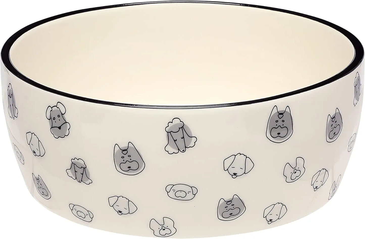 Pearhead Ceramic Treat Jar & M–XL Ceramic Dog Bowl | Modern Pet Dog Bowl - Dog Faces, Large 9 Cups - Xl