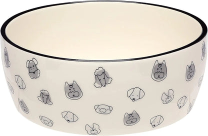 Pearhead Ceramic Treat Jar & M–XL Ceramic Dog Bowl | Modern Pet Dog Bowl - Dog Faces, Large 9 Cups - Xl