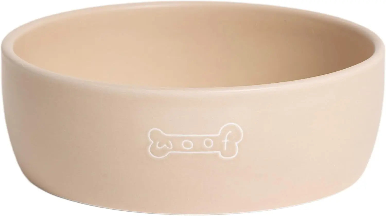 Pearhead Ceramic Treat Jar & M–XL Ceramic Dog Bowl | Modern Pet Taupe "Woof" Bowl 3 Cups - Medium