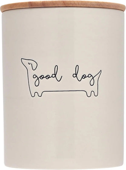 Pearhead Ceramic Treat Jar & M–XL Ceramic Dog Bowl | Modern Pet White Good Dog Treat Jar Treat Jar - 4 Cups