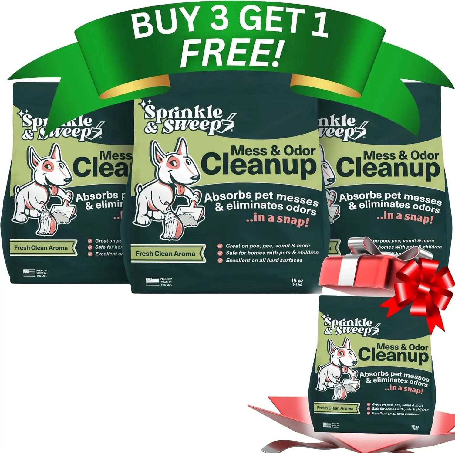 Pet Accident Cleanup Powder Dog Pee Vomit Potty Training Absorbent Odor Remover 4 Bags