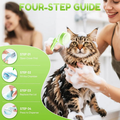 Pet Bath Brush with Shampoo Dispenser for Dogs & Cats, 2-Pack Grooming Brush