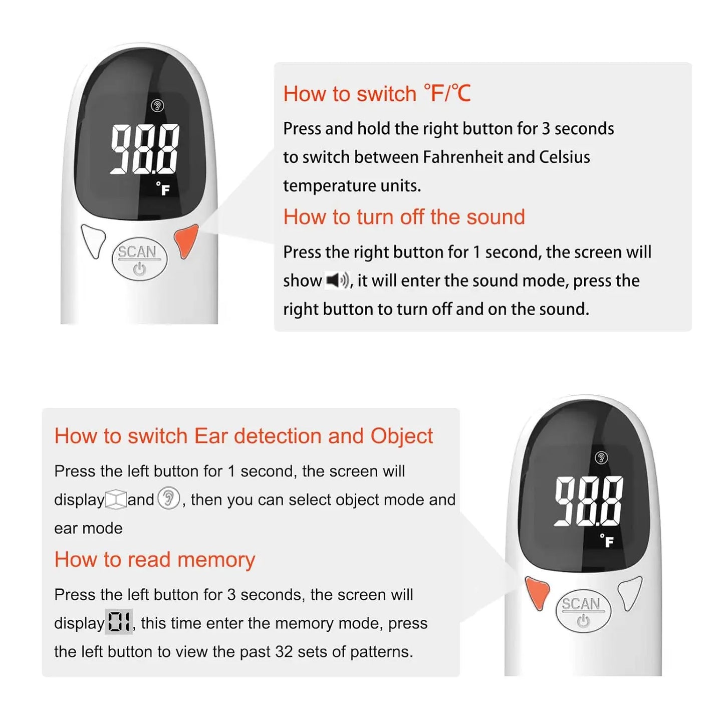 Pet Ear Thermometer Infrared Dog & Cat Temperature Reader 1-Second Digital