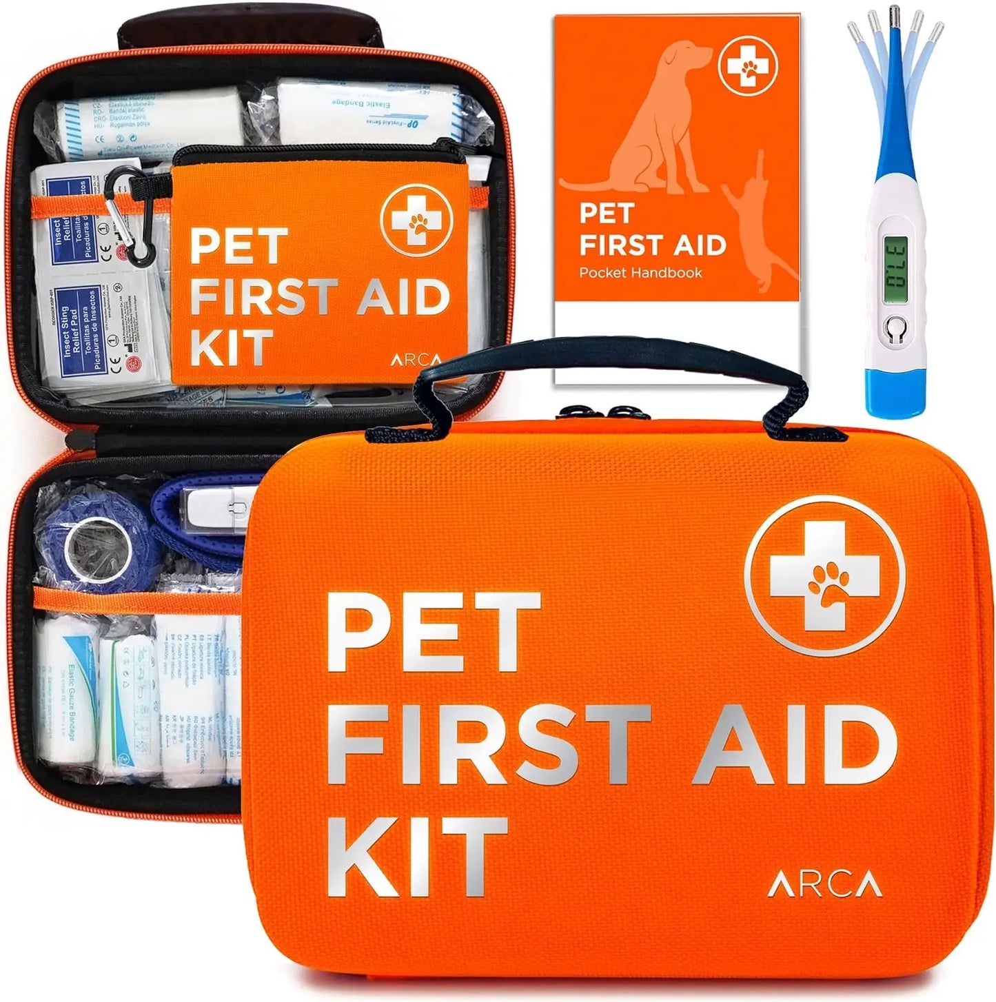 Pet First Aid Kit for Dogs & Cats with Thermometer, Tick Remover & Manual Corecare Kit