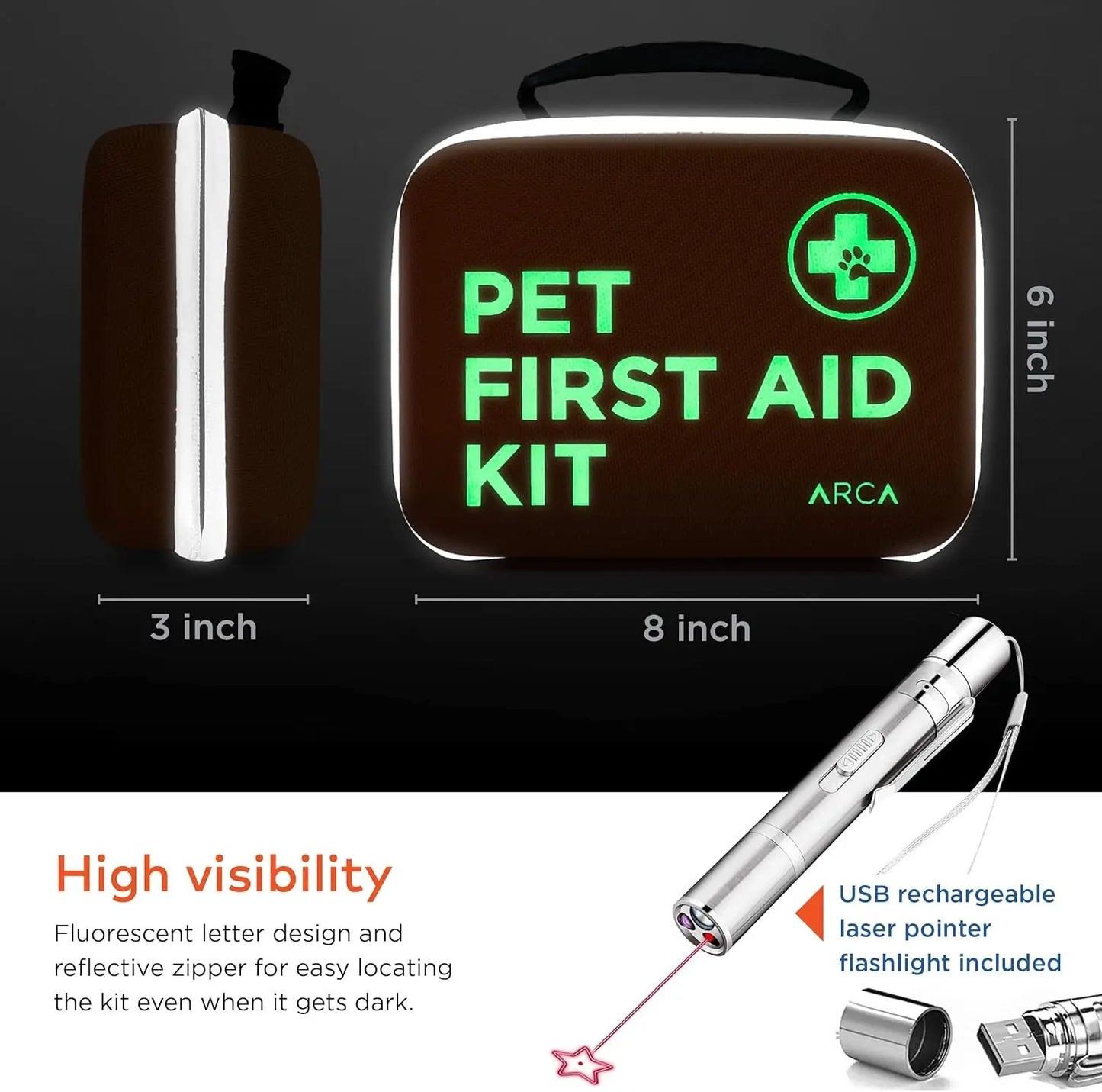 Pet First Aid Kit for Dogs & Cats with Thermometer, Tick Remover & Manual