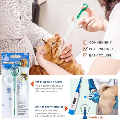 Pet First Aid Kit for Dogs & Cats with Thermometer, Tick Remover & Manual