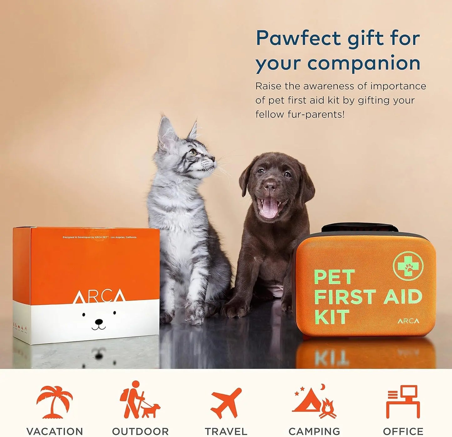 Pet First Aid Kit for Dogs & Cats with Thermometer, Tick Remover & Manual