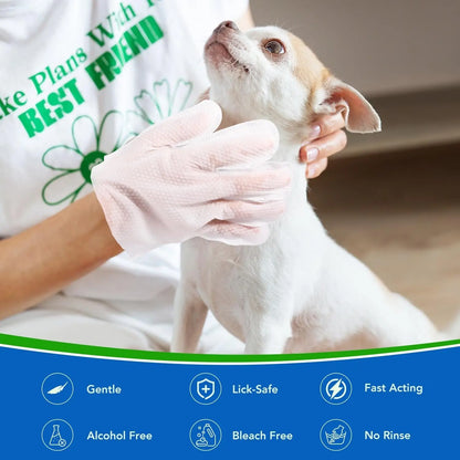 Pet Glove Wipes for Dogs, Cats & Small Animals, Unscented Grooming Wipes 24ct