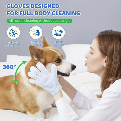 Pet Glove Wipes for Dogs, Cats & Small Animals, Unscented Grooming Wipes 24ct