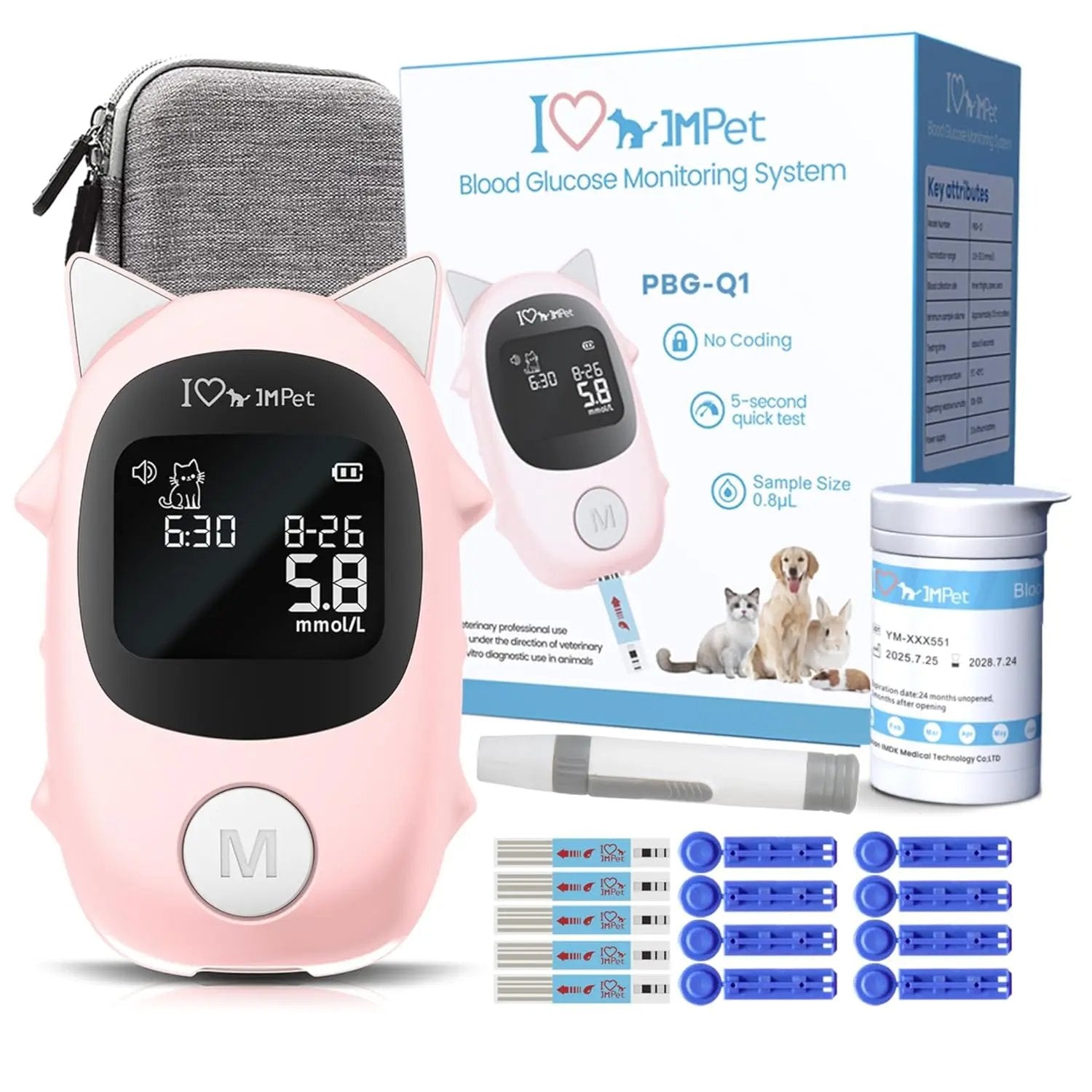 Pet Glucose Meter Kit for Dogs Cats Rabbits | Blood Sugar Monitor w/ 50 Strips Default Title