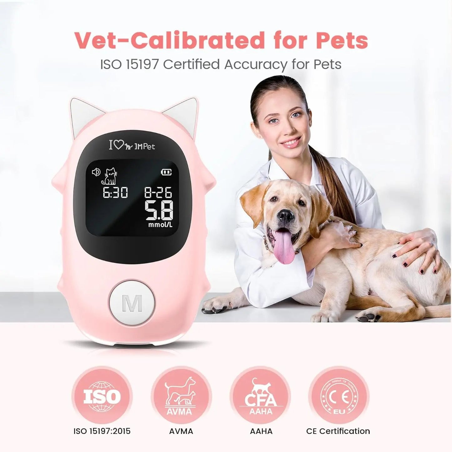 Pet Glucose Meter Kit for Dogs Cats Rabbits | Blood Sugar Monitor w/ 50 Strips