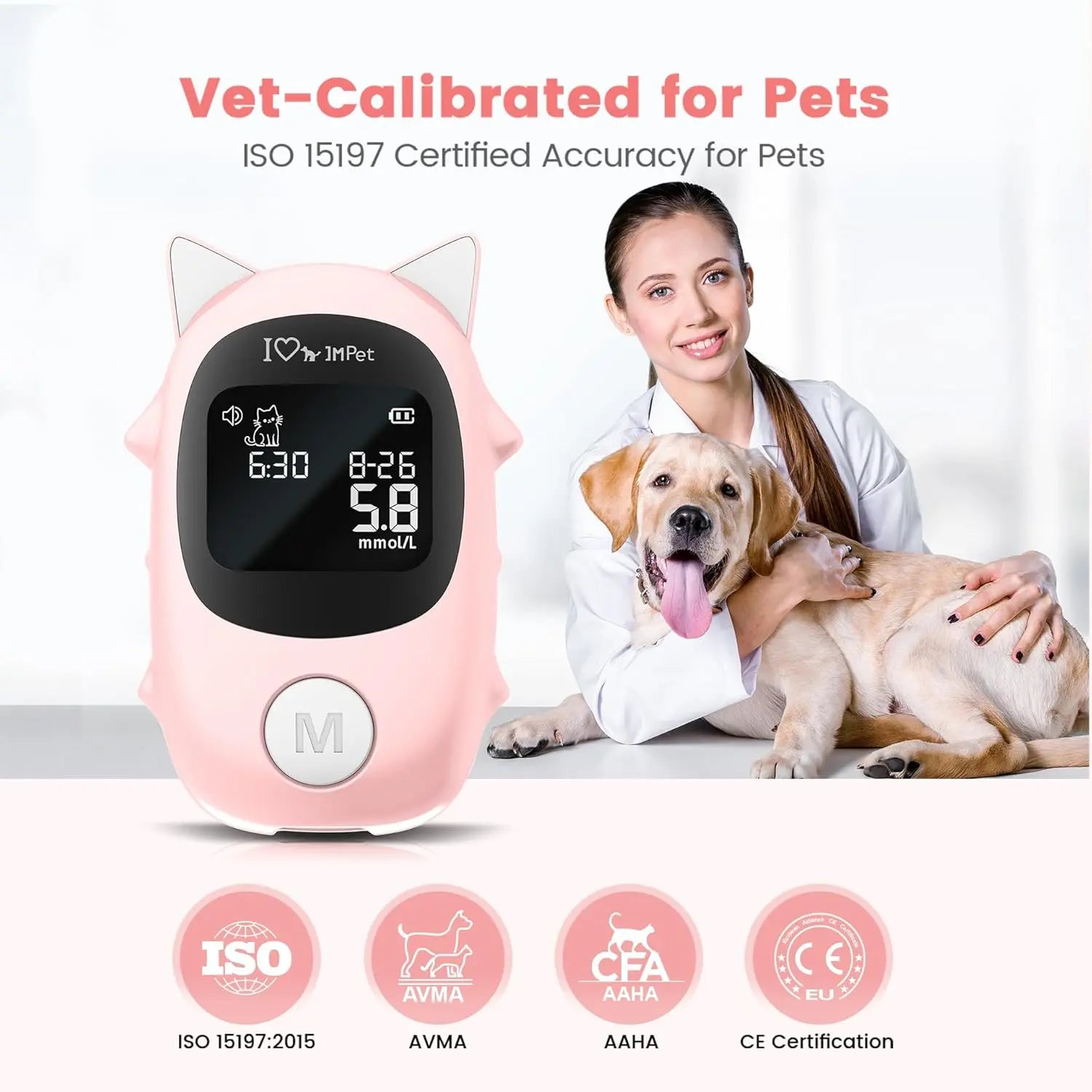 Pet Glucose Meter Kit for Dogs Cats Rabbits | Blood Sugar Monitor w/ 50 Strips
